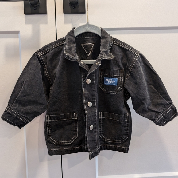 BABY B'GOSH toddler black denim jacket with busy bumpers dumptruck applique - Picture 5 of 7